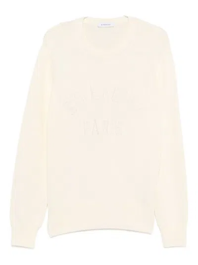 Givenchy Relaxed Fit Beige Sweater With Embossed Logo In Neutral