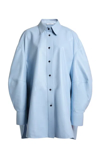 Givenchy Relaxed Leather Shirt In Blue
