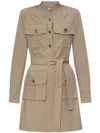 Givenchy Removable Belt Safari Dress With Buttoned Cuffs And Flap Pockets In Brown