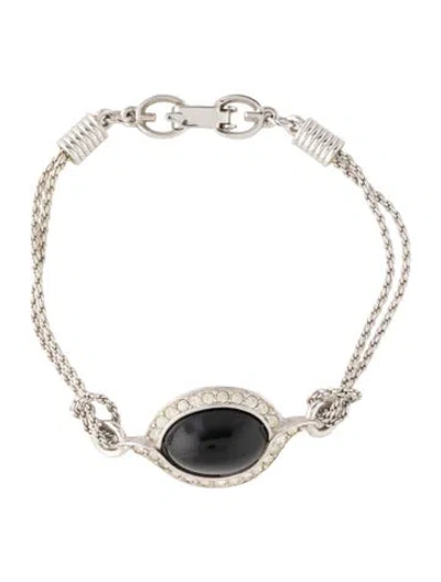 Pre-owned Givenchy Resin & Crystal Link Bracelet, 6.5" In Multicolor