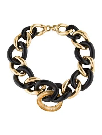 Pre-owned Givenchy Resin Chain Link Necklace, 17" In Black