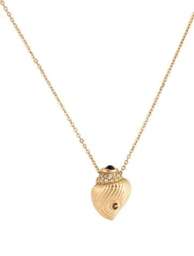 Pre-owned Givenchy Resin Crystal Pendant Necklace, 16.25" In Black