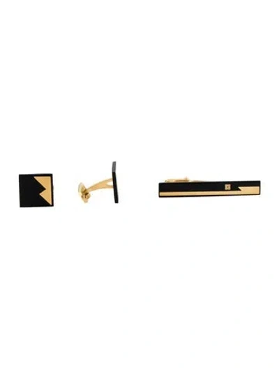 Pre-owned Givenchy Resin Cufflink Tie Clip Set In Multi