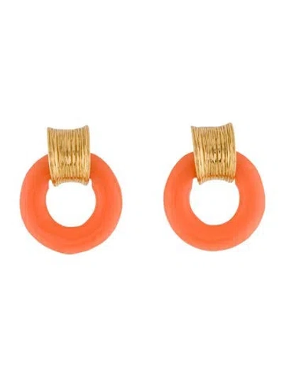 Pre-owned Givenchy Resin Door Knocker Clip-on Earrings In Orange
