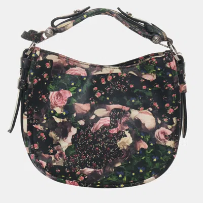 Pre-owned Givenchy Resort 2014 Floral Lambskin Obsedia Small Hobo Bag In Black