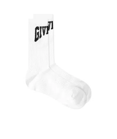 Givenchy Retro Rib Elastic Cotton Medium Tube Socks In White