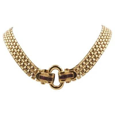 Pre-owned Givenchy Retro Style Gold Necklace W Ruby Clasp In Multi