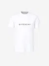 Givenchy White Crewneck T-shirt With Logo Print In Cotton Man In White