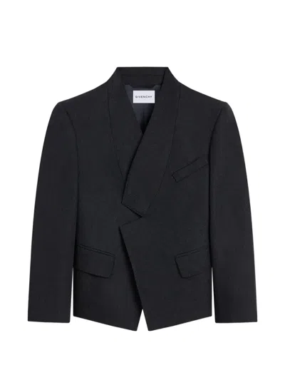 Givenchy Reverse Lapel Jacket In Wool In Black