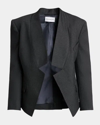 Givenchy Reverse Lapel Wool Jacket In Black