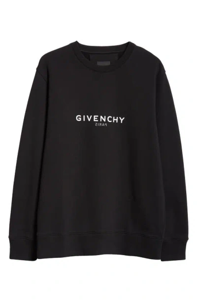 Givenchy Reverse Logo Cotton Crewneck Sweatshirt In Black