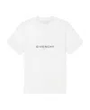 Givenchy White Crewneck T-shirt With Logo Print In Cotton Man In White