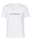 Givenchy White Crewneck T-shirt With Logo Print In Cotton Man In White