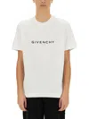 Givenchy White Crewneck T-shirt With Logo Print In Cotton Man