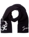 Givenchy Reversible Baroque Crown Wool & Silk-blend Scarf In Black
