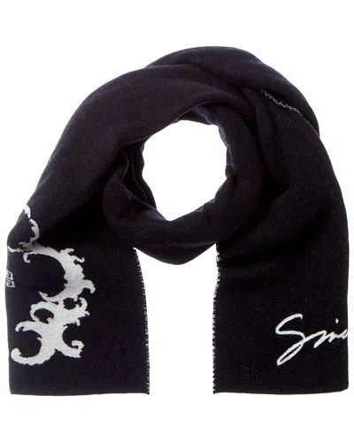 Givenchy Reversible Baroque Crown Wool & Silk-blend Scarf In Black