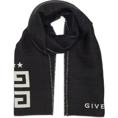 Givenchy Reversible Intarsia 4g Wool & Silk Scarf In Black