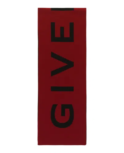 Givenchy Reversible Jacquard Logo Scarf In Luxurious Wool In Red