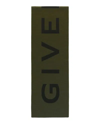 Givenchy Reversible Jacquard Logo Scarf With Bold Text In Black