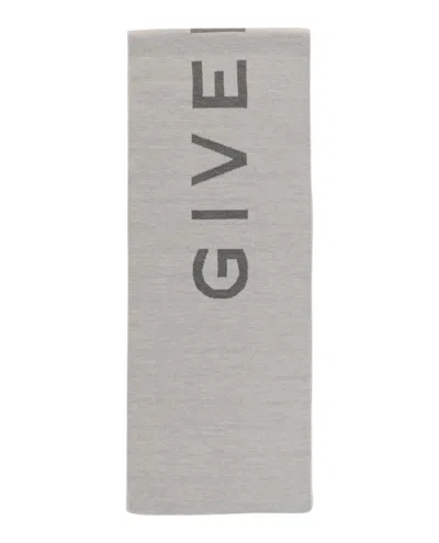 Givenchy Reversible Logo Wool Scarf In Gray