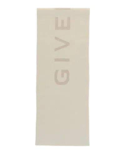 Givenchy Reversible Logo Wool Scarf With Signature 4g Pattern In Neutral
