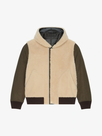 Givenchy Reversible Varsity Jacket In Leather And Shearling In Brown/beige