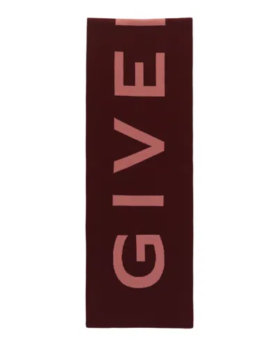 Givenchy Reversible Wool Scarf With Bold Logo Design In Black