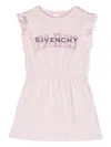 Givenchy Rhinestoned Ruffled Logo-print Dress In Pink