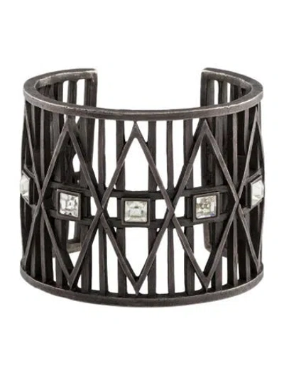 Pre-owned Givenchy Rhinestones Wide Vintage Bracelet Bangle, 6" In Multi