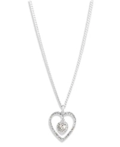 Givenchy Rhodium Crystal Silver-tone Heart Pendant Necklace In White