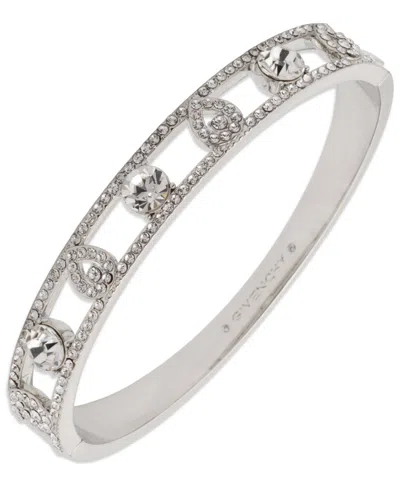 Givenchy Rhodium Crystal Stone Silver-tone Pear Bangle Bracelet In Metallic