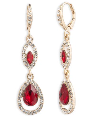 Givenchy Rhodium Emerald Silver-tone Double Drop Earrings In Gold