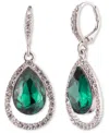 Givenchy Rhodium Emerald Silver-tone Pear Drop Earrings In Metallic