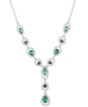 Givenchy Rhodium Emerald Stone Silver-tone Y Necklace In Metallic