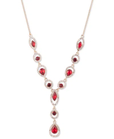 Givenchy Rhodium Emerald Stone Silver-tone Y Necklace In Gold