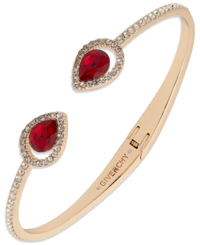 Givenchy Rhodium Glass Stone Silver-tone Pear Cuff Bracelet In Gold
