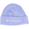 Givenchy Ribbed Embroidered Logo Beanie In Light Blue