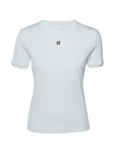 Pre-owned Givenchy Rib Knit 4g Logo Plaque T-shirt In White