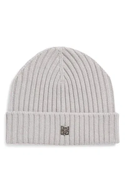 Givenchy Rib Knit Beanie In Gray