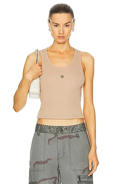 Givenchy Ribbed Crew Neck Sleeveless Tank Top In Beige