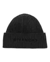 Givenchy Ribbed Cashmere-wool Blend Beanie With Embroidered Logo In Black