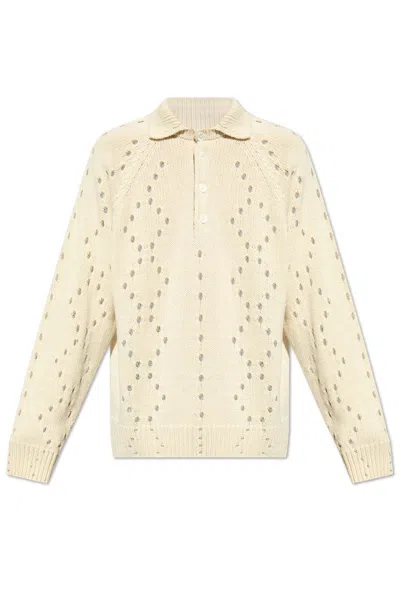 Givenchy Ribbed Collar Knit Sweater In Beige
