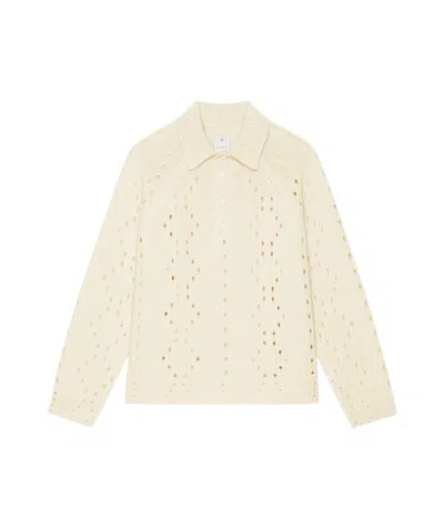 Givenchy Ribbed Collar Knit Sweater In White