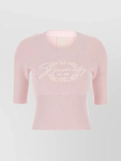 GIVENCHY RIBBED CREWNECK KNITWEAR HALF-LENGTH SLEEVES