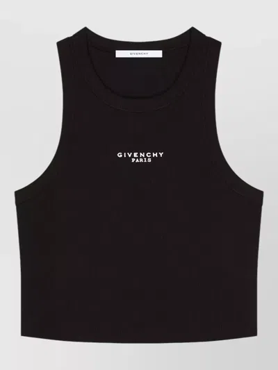 Givenchy Cotton Ribbed Cropped Tank Top In Black