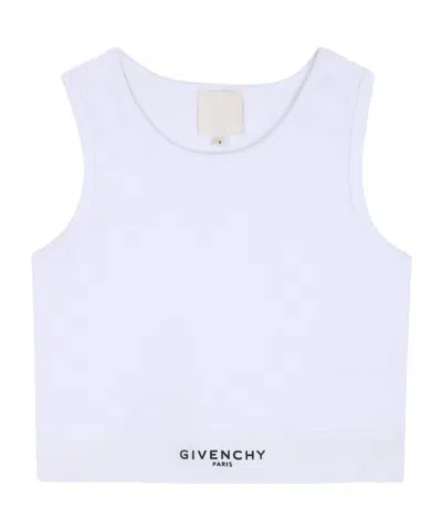 Givenchy Kids' Ribbed Cropped Tank Top In White