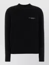 Givenchy Ribbed Cuff And Hem Wool Blend Pullover In Black