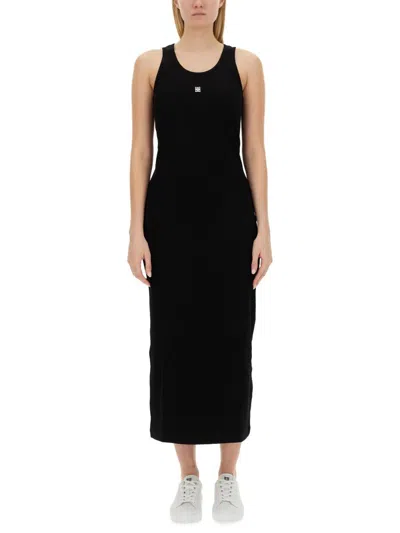 Givenchy 4g Plaque Cotton Long Dress In Black