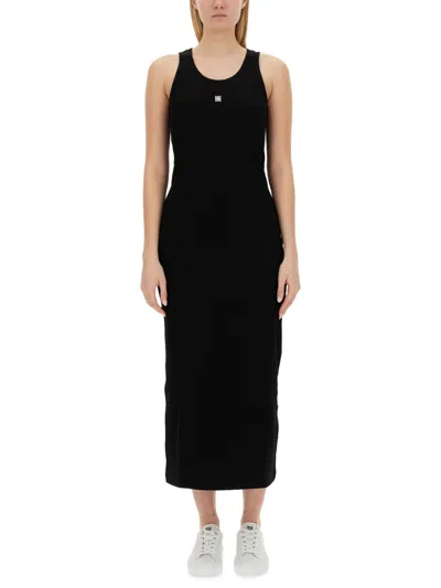 Givenchy 4g Plaque Cotton Long Dress In Black