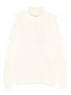Givenchy Ribbed High Neck Sweater With Embossed Logo Detail In Neutral
